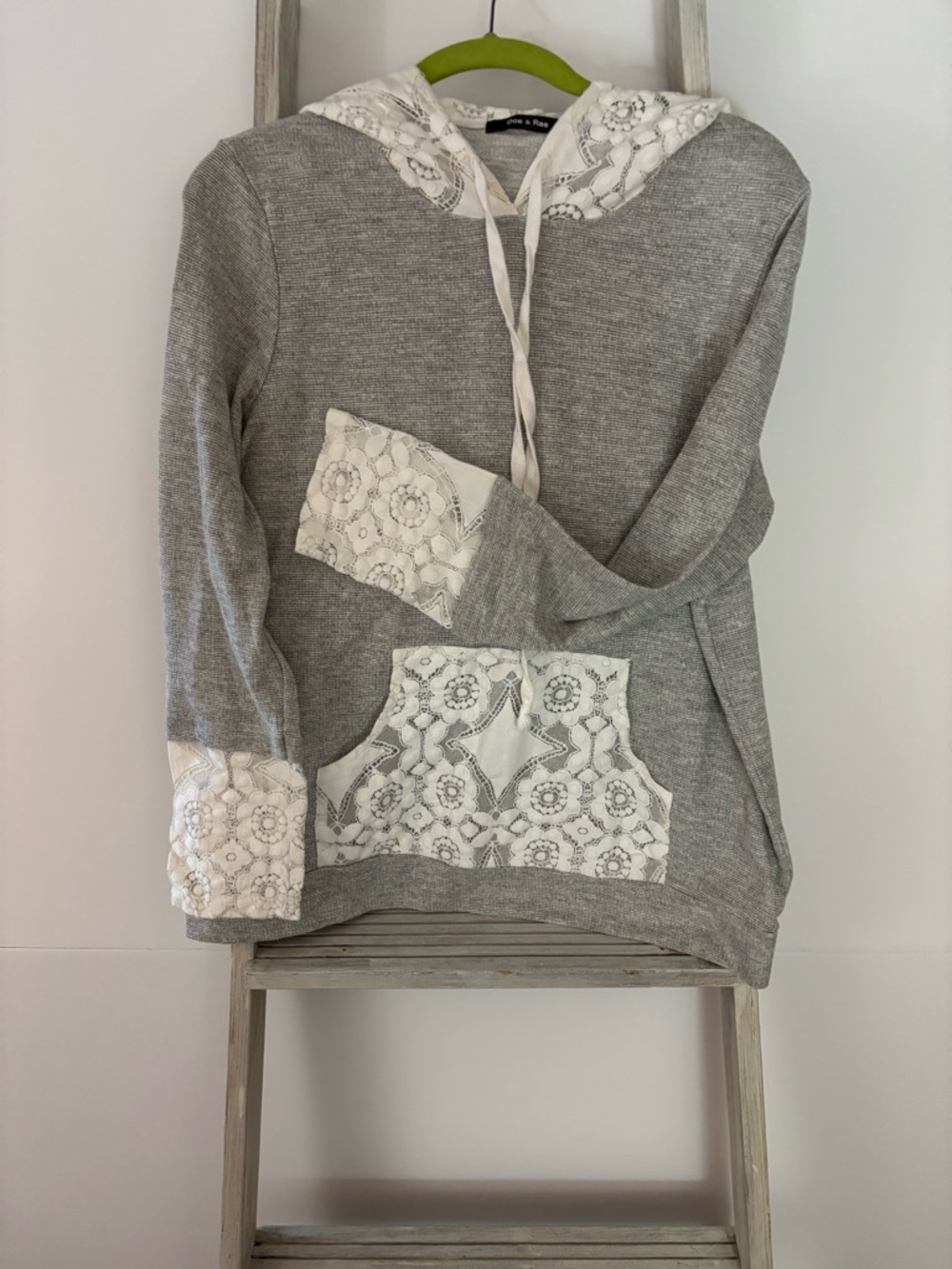 Doe & Rae women’s Med hoodie, lace, crochet, cottagecore, grandmacore, feminine - Picture 2 of 7